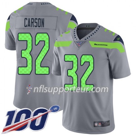 Maillot Homme Seattle Seahawks Chris Carson 32 Nike Gris 100th
